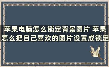 苹果电脑怎么锁定背景图片 苹果怎么把自己喜欢的图片设置成锁定屏幕墙纸